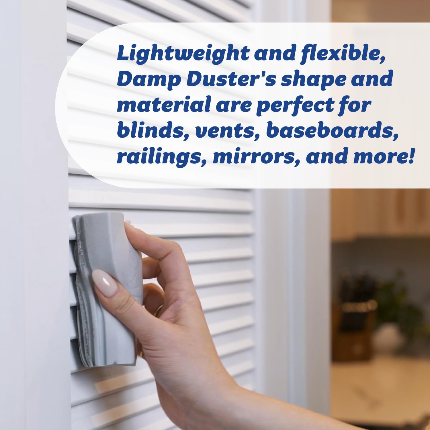 Scrub Daddy Damp Duster Dusting Sponges (8 Count) - Dust Remover for Household Cleaning - Duster for Vents, Railings & Blinds - Reusable Baseboard Cleaner