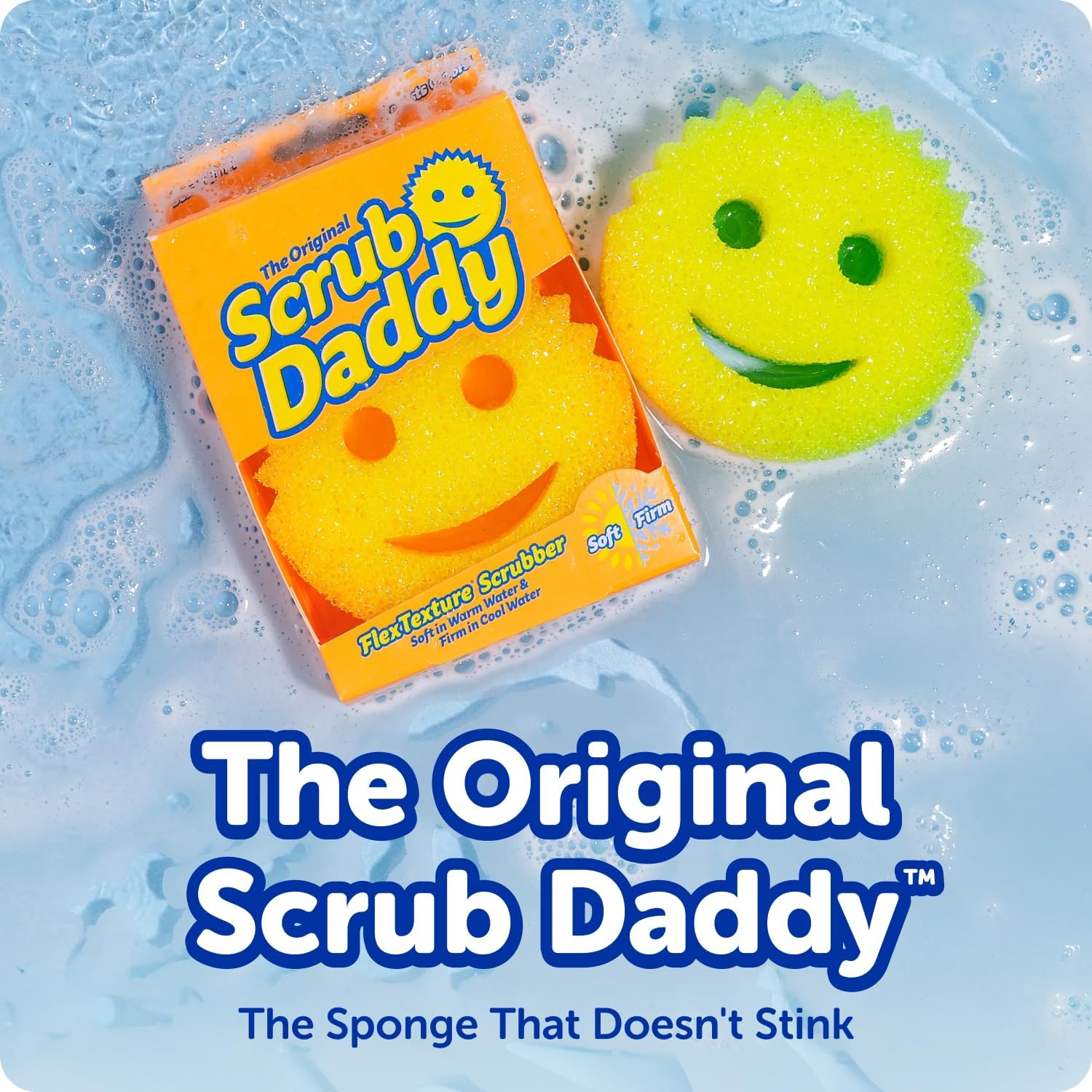 Scrub Daddy Colors 3ct + Daddy Caddy - Scratch-Free Multipurpose Dish Sponge + Sponge Holder - BPA Free & Made with Polymer Foam - Stain & Odor Resistant Kitchen Sponge