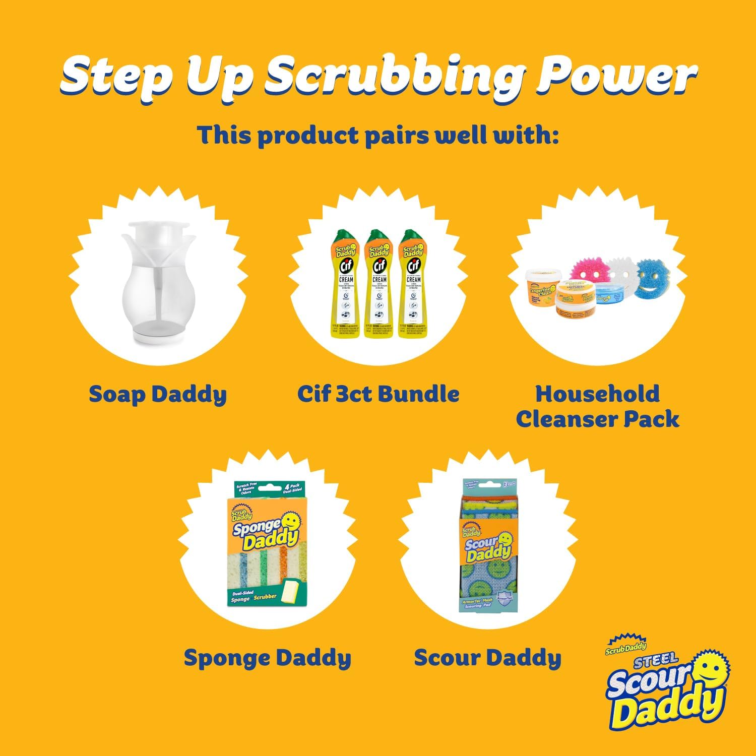 Scrub Daddy Large Steel Scouring Pads - Scour Daddy Steel XL Stainless Steel Dish Scrubber Sponge - Durable, Shred-Resistant Scour Pads - Bulk Kitchen Sponges & Commercial Cleaning Supplies (18 Count)