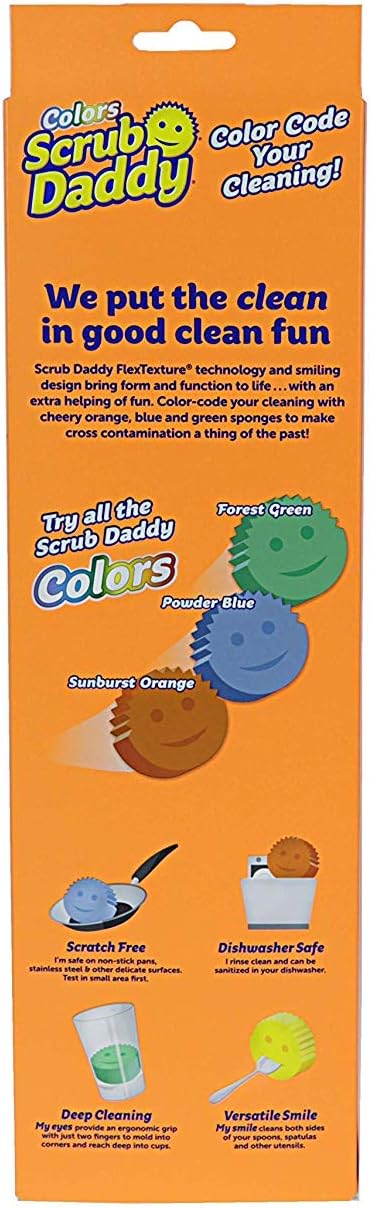 Scrub Daddy Colors Sponge Set, FlexTexture, 3ct Pack of 2 | Temperature Responsive | Deep Cleaning | Dishwasher Safe | Multi-use