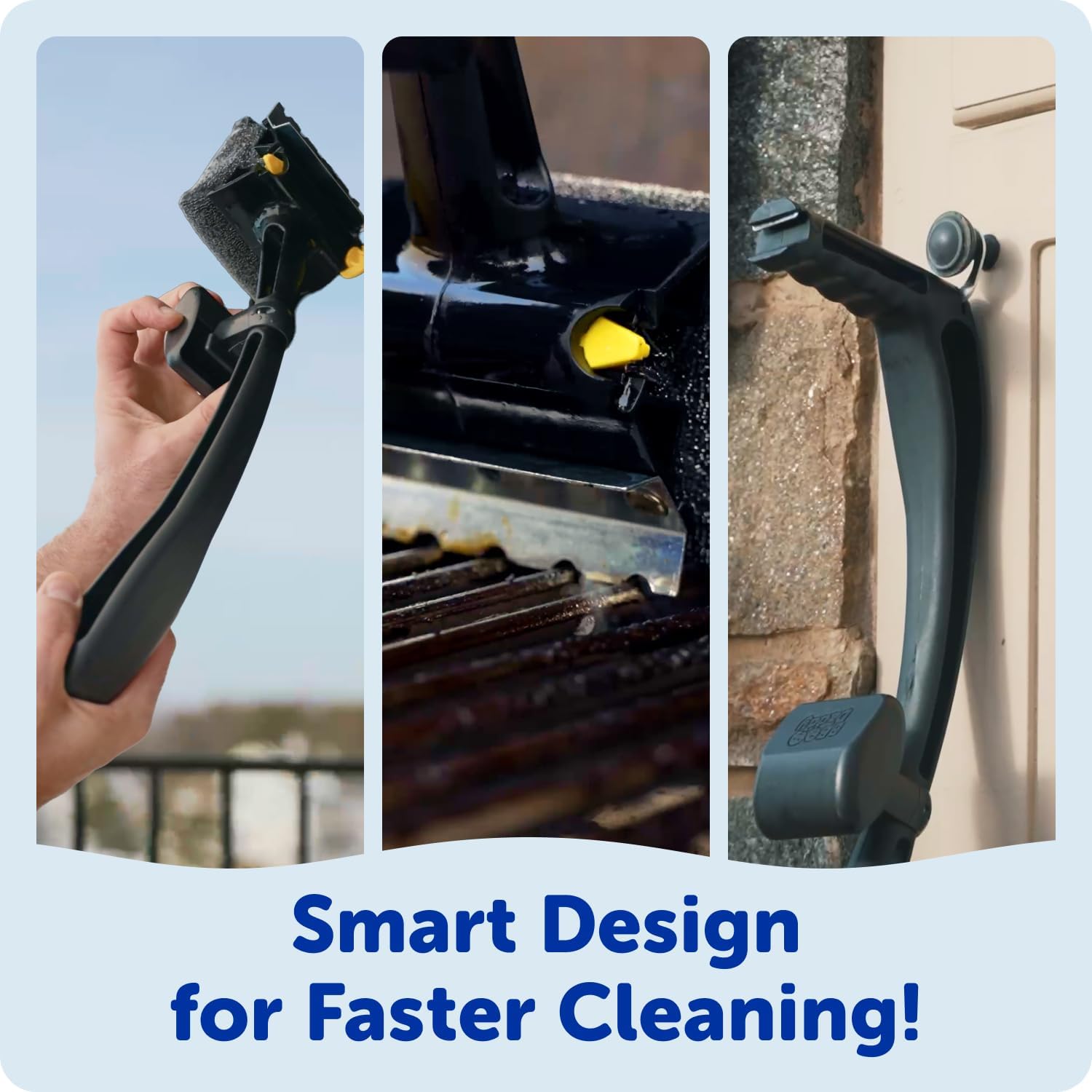 Scrub Daddy BBQ Daddy Grill Brush for Outdoor Grill - Bristle Free Grill Brush with Steel Grill Scraper + Scrub Brush - Temperature Controlled Scrubbing Power for Grill Cleaning (1 Count)