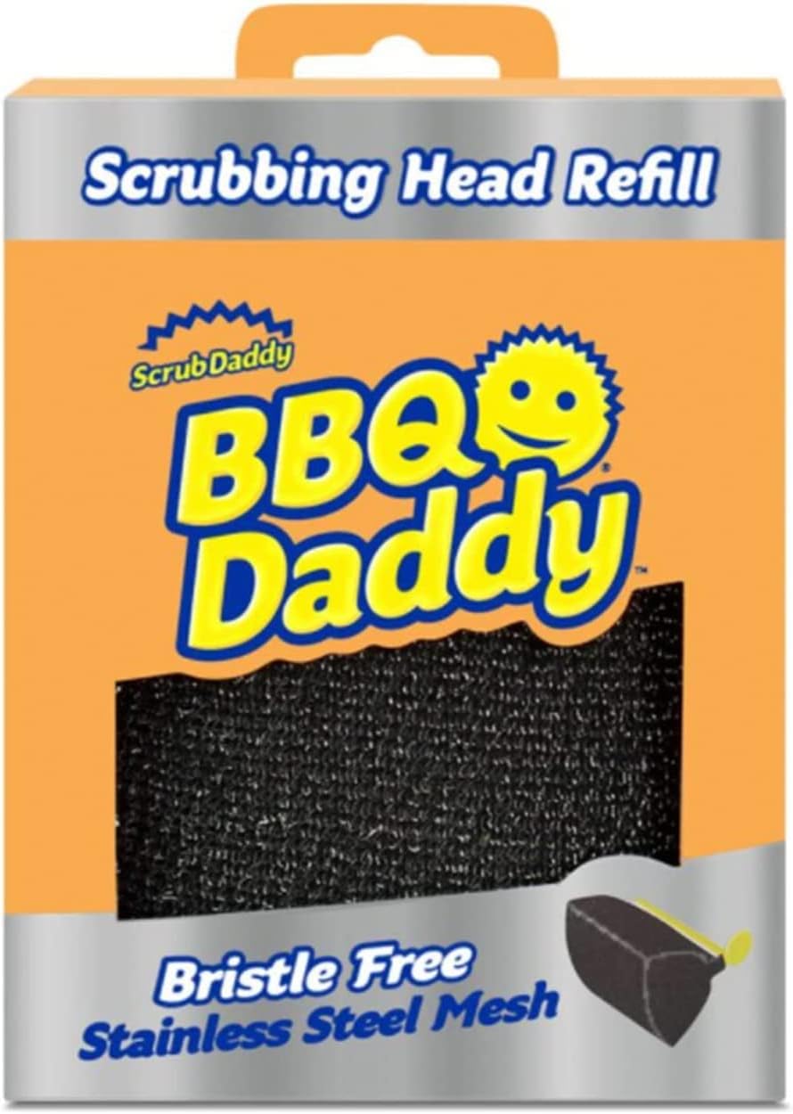 Scrub Daddy BBQ Daddy Grill Brush Head Refill - Bristle Free Grill Brush ArmorTec Steel Mesh Grill Cleaning Brush Attachment - Steam-Activated Cleaning Scrubber for Grates (1 Count)