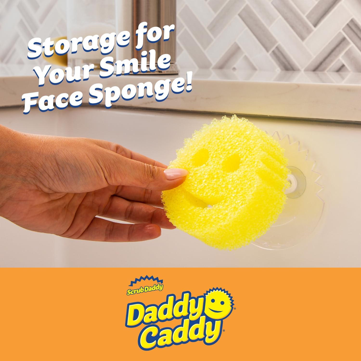 Scrub Daddy Sponge Holder Daddy Caddy - Sponge Holder for Kitchen Sink - Sponge Caddy and Kitchen Organizer with Suction Cups - Self Draining & Dishwasher Safe (1 Count)