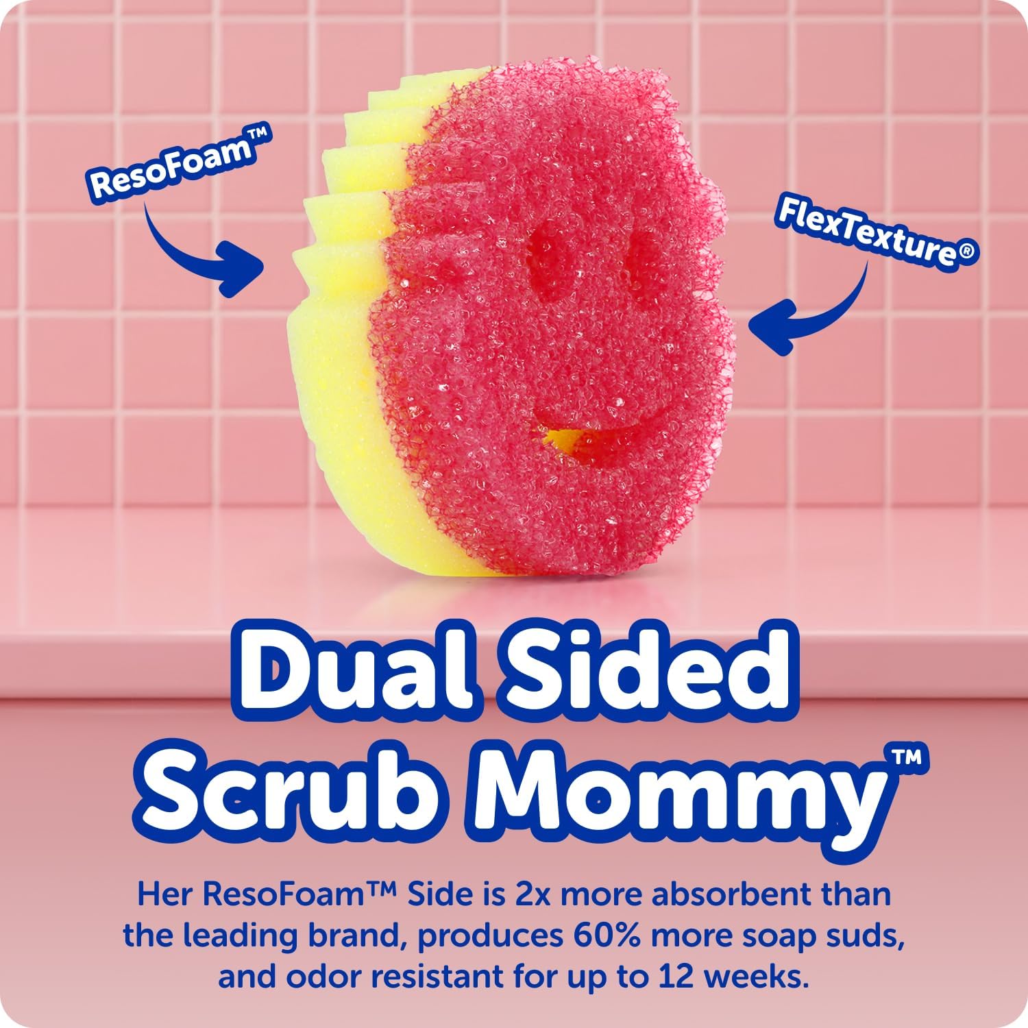 Scrub Daddy 6 Scrub Mommy Kitchen Sponges & 1 Daddy Caddy Sponge Holder - Scratch-Free for Dishes & Multipurpose Cleaning - BPA Free & Made with Polymer Foam - Stain & Odor Resistant