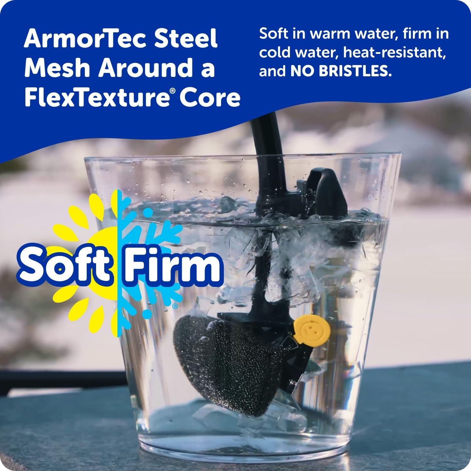 Scrub Daddy BBQ Daddy Grill Brush for Outdoor Grill - Bristle Free Grill Brush with Steel Grill Scraper + Scrub Brush - Temperature Controlled Scrubbing Power for Grill Cleaning (1 Count)