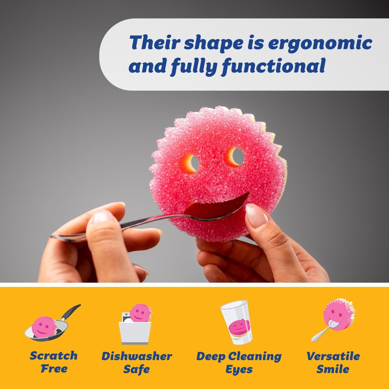 Scrub Daddy Scrub Mommy Kitchen Sponges for Dishes & Wiping Spills - Dual-Sided Dish Scrubber Sponge for Cleaning - Multi-Colored Bulk Pack - Stain & Odor Resistant (5 Count) (Pack of 2)