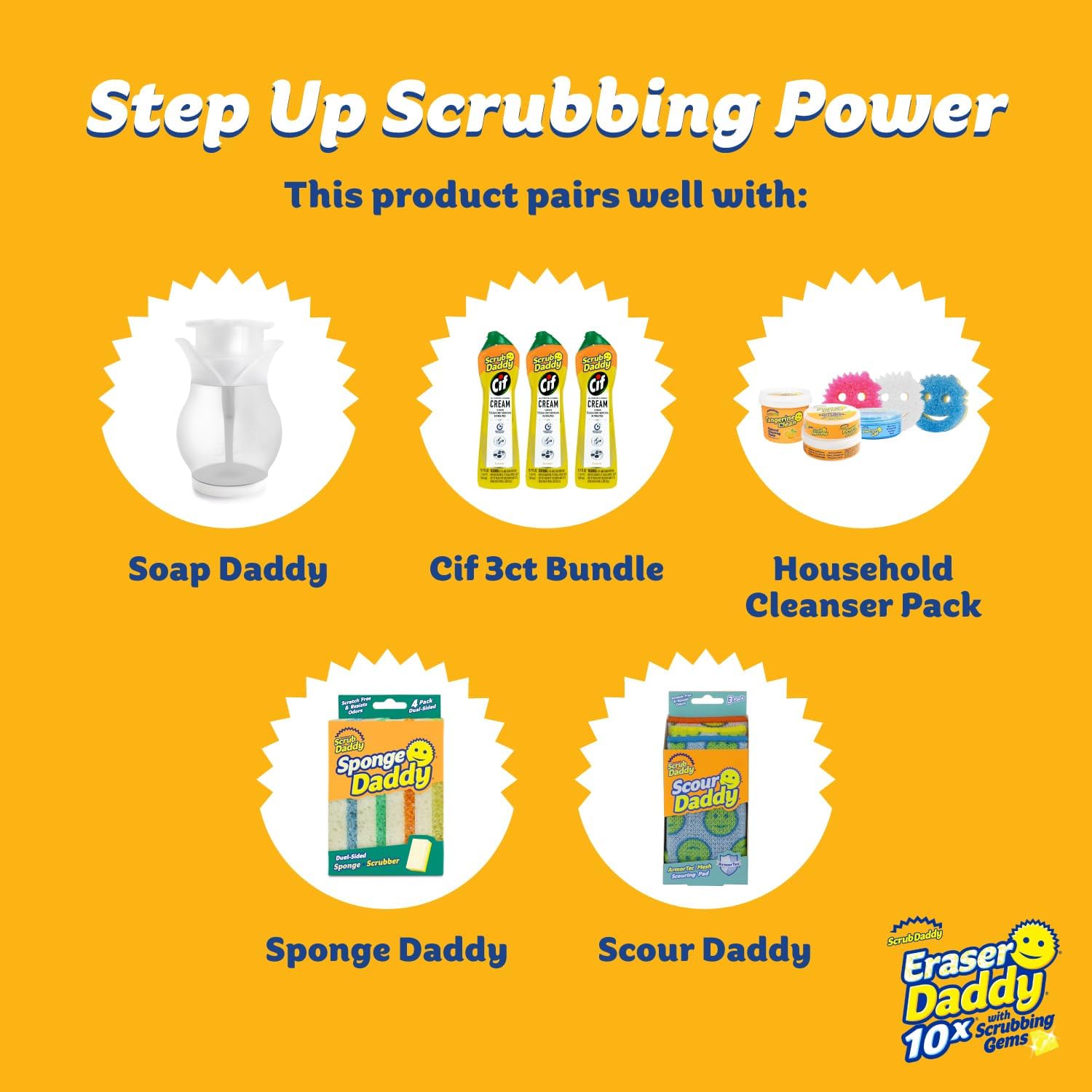 Scrub Daddy Eraser Sponge - 10x More Durable Than Traditional Erasers with Scrubbing Gems - Removes Dirt, Scuffs & Stains - Water Activated Sponge Eraser (2 Pack)